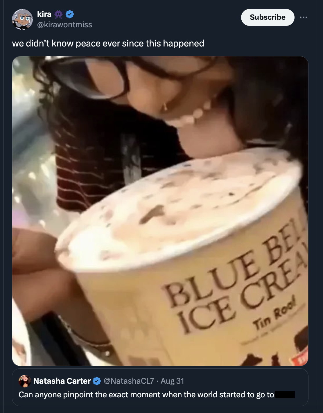 girl licking ice cream at walmart - kira we didn't know peace ever since this happened Subscribe Natasha Carter NatashaCL7 Aug 31 Blue Be Ice Crea Can anyone pinpoint the exact moment when the world started to go to Tin Roof